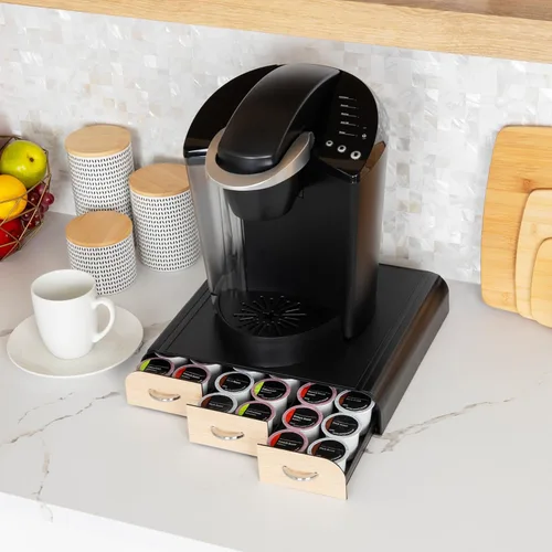 Miniatura 6 de Mind Reader Organizador 'Anchor' de triple cajón para cápsulas Dolce Gusto, CBTL, soporte para cápsulas de café de una sola porción Marrón