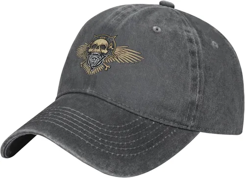 Cowboy Hat Trendy Hats for Man and Women Djustable Four Season Outdoor Baseball Cap of Hell Skull with Angel Deep Heather