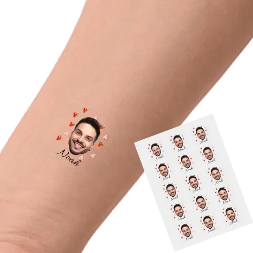 Miniatura 14 de YESCUSTOM Tatuajes temporales personalizados con foto, tatuaje facial personalizado con logotipo para adultos, parejas, mujeres, hombres, tatuajes
