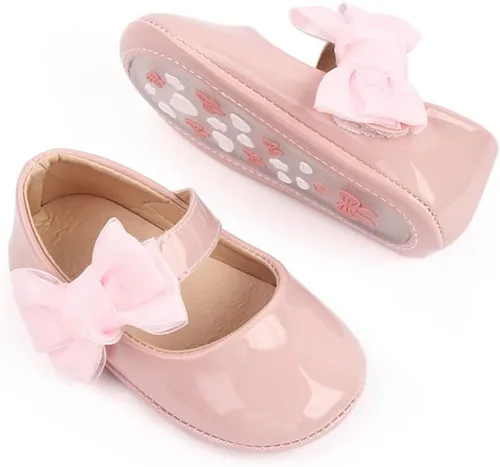 Miamooi Zapatos de vestir de boda para bebés y niñas, zapatos de ballet con lazo de princesa Mary Jane, zapatos planos para primeros pasos, zapatos