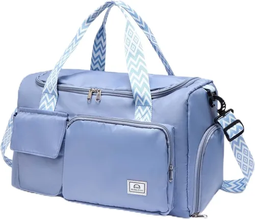 Miniatura 21 de Bolsa de Gimnasio Pequeña para Mujer, Bolsa de Lona de Viaje, Bolsa de Fin de Semana con Compartimento para Zapatos