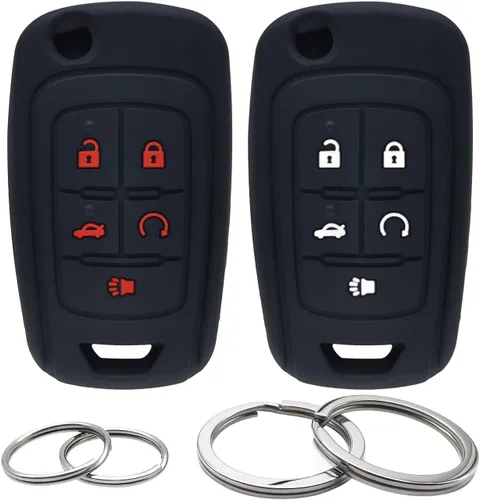 2 fundas de silicona para llavero de 5 botones, protector sin llave compatible con Chevrolet Chevy Malibu Camaro Cruze Limited Equinox Impala