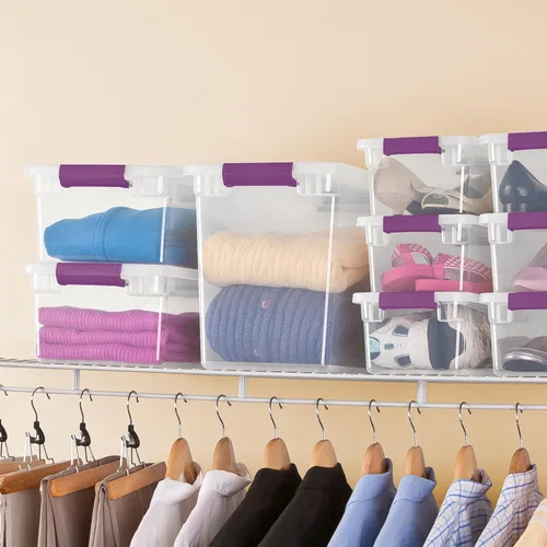 Miniatura 5 de Sterilite Paquete de 6 Cajas con Pestillo ClearView de 27 Cuartos, Contenedores Organizadores Apilables con Tapas con Pestillo - Contenedores