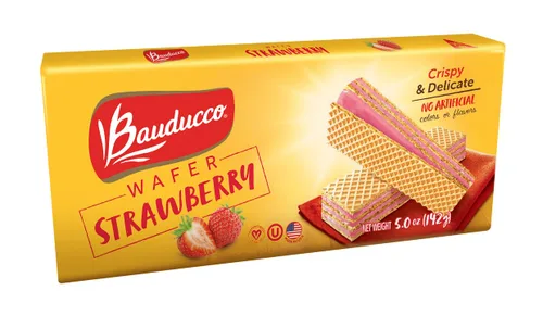 Miniatura 10 de Bauducco Galletas de oblea, enriquecidas con chocolate, vainilla y fresa, deliciosas y crujientes obleas - 3 capas cremosas - Ideal para aperitivos