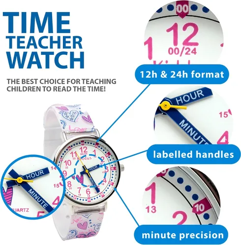 Miniatura 2 de Kiddus Educational Kids Watch for Children Boy and Girl. Analogue Time Teacher Wristwatch with Exercises. Japanese Quartz Movement. Easy to Read and