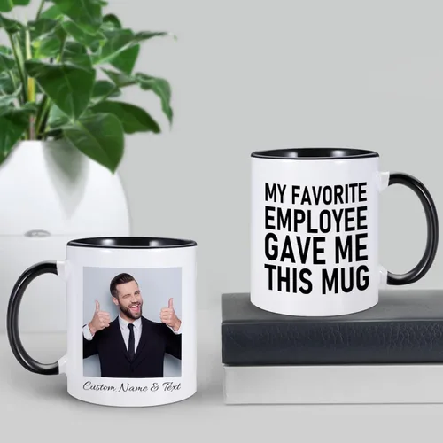 Miniatura 2 de Employee Gave Me This - Taza de café personalizada con texto fotográfico, divertida taza de café de jefe para mujeres y hombres, regalos