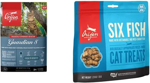 ORIJEN® Guardian 8 - Alimento seco para gatos adultos, sin granos, premium, alto en proteínas, ingredientes animales frescos y crudos, 10 libras,