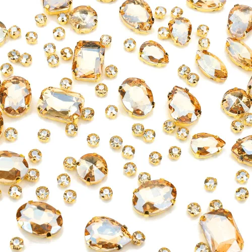 Miniatura 7 de Diamantes de imitación dorados, Choupee Diamantes de imitación para coser, Gemas de vidrio para coser, Joyas para ropa, manualidades de ropa, Garra