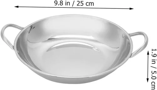 Miniatura 2 de BESTonZON Sartén de acero inoxidable para paelleras, sartenes para cocinar, ideal para exteriores, camping, fiestas, 10.2 in