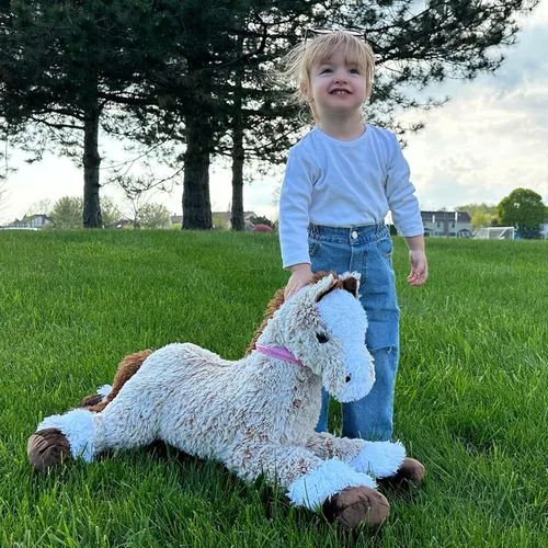 Miniatura 5 de Tezituor Juguete de Animal de Caballo de Peluche Grande, Almohada de Peluche de Caballo Realista Grande de 35 Pulgadas, Juguetes de Poni Marrón