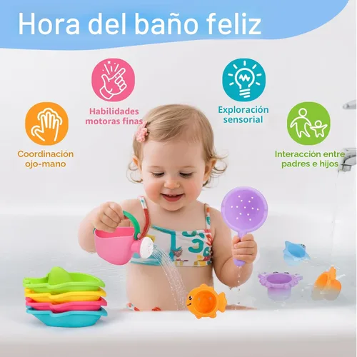 Miniatura 2 de Fajiabao Juguetes de baño para bebés de 1 a 3 años, juguetes de baño sin moho para bañera de 2 a 4 años, juguetes de agua para niñas de 1 año o más