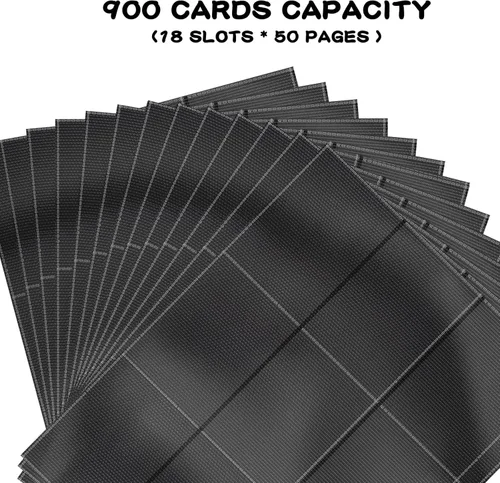Miniatura 6 de Carpeta de 900 bolsillos para tarjetas de béisbol, 50 páginas protector de doble cara para tarjetas deportivas MTG YU-GI-OH, tarjetas de fútbol