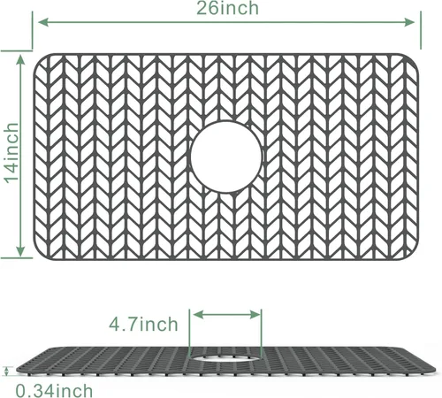 Miniatura 3 de GUUKIN - Protectores de silicona para fregadero de cocina, 26 x 14 pulgadas, rejilla para parte inferior de acero inoxidable, porcelana con drenaje