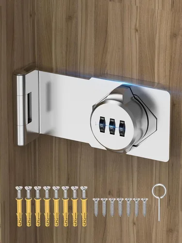 Miniatura 9 de Cerraduras de cerradura de contraseña para gabinete, cerradura de puerta de granero de 90 grados, cerradura de combinación de seguridad
