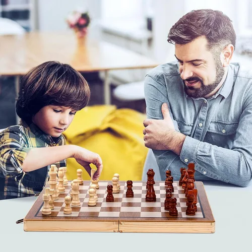 Miniatura 6 de Juegos de tablero de ajedrez, juego de ajedrez magnético de 15 pulgadas para adultos y niños, juego de mesa de damas, tableros de ajedrez plegables