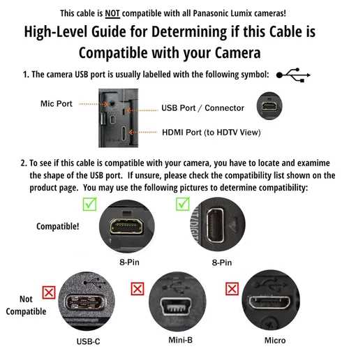 Miniatura 2 de ienza Cable de carga y transferencia de fotos USB para PC Mac DMW-USBC1 para cámara Panasonic Lumix DMC-G7 ZS40 ZS50 TS30 SZ3 TZ8 TZ11 TZ15 TZ24