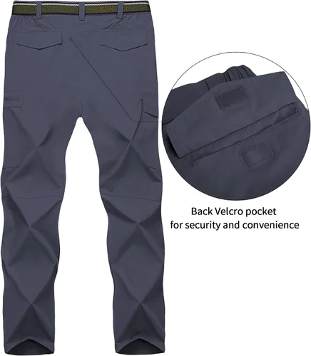 Miniatura 9 de Pantalones de senderismo para hombre, ligeros, transpirables, con 6 bolsillos, para verano, casual, de secado rápido, impermeables, pantalones