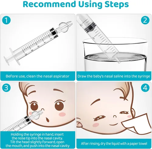 Miniatura 5 de Aspirador nasal para bebé, jeringa nasal para jeringa de bebé, irrigador nasal con punta de succión nasal de silicona reutilizable limpiable