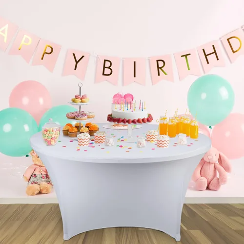 Miniatura 8 de Mantel elástico redondo negro de 48 pulgadas, paquete de 4 manteles ajustables para mesas de 48 pulgadas (4 pies), mantel redondo de elastano de 48