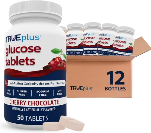 Miniatura 37 de TRUEplus® Tabletas de glucosa, sabor surtido (uva, frambuesa, naranja), botella de 50 unidades (1)
