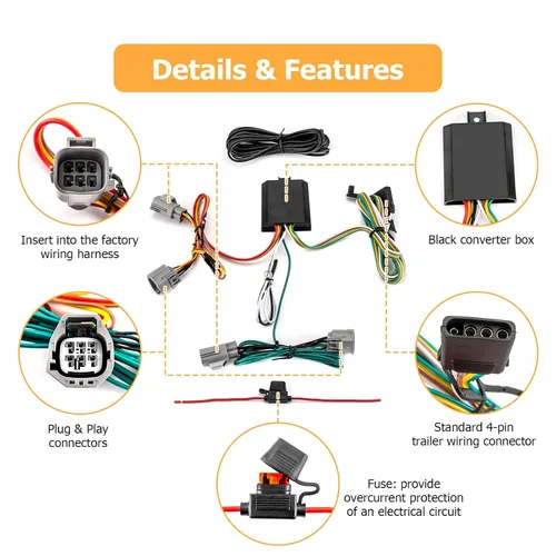 Miniatura 3 de WeiSen Arnés de cableado de remolque personalizado de 4 pines compatible con Dodge Nitro 2007-2012, compatible con Jeep Liberty 2008-2012