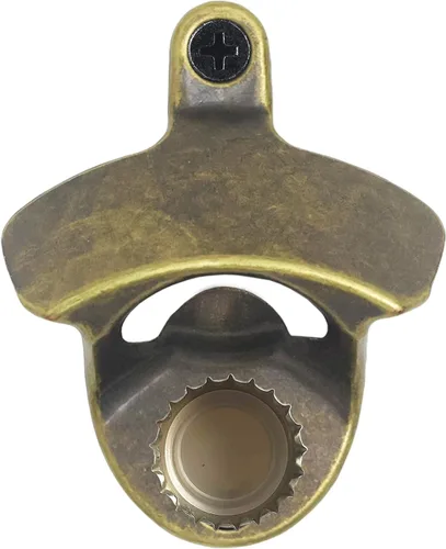 Abrebotellas magnético de bronce antiguo para montaje en pared, abridor de tapas de cerveza con tornillos de acero inoxidable retro con imanes