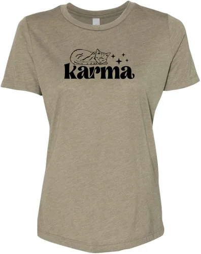 Miniatura 25 de Cute Women's Screen Printed Crew Neck Tee, Shirts With Sayings, Dusty Blue or Olive