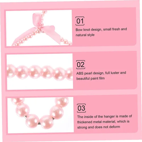 Miniatura 7 de 5 piezas de perlas rosadas pequeñas perchas de ropa con perlas de imitación con lazo de cinta para mascotas, perros, gatos, ropa de bebé