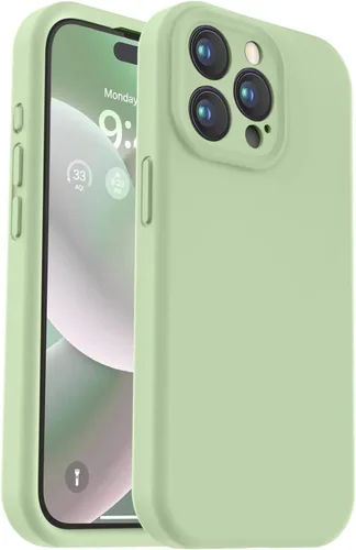 Vooii Funda compatible con iPhone 15 Pro, silicona líquida Defender mejorada, [protección mejorada de la cámara] [forro de microfibra suave Matcha