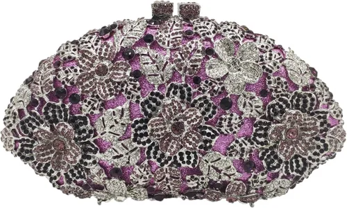 Miniatura 10 de Boutique De FGG Bolso de noche de flores de embrague de cristal de lujo para mujer, bolso de boda nupcial, bolso