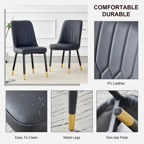 Miniatura 7 de Juego de mesa de comedor MUUOKY para 6, mesa de cocina y sillas para 6, tapa de mesa de piedra sinterizada con 6 sillas de comedor modernas Mesa