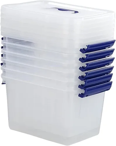 Miniatura 3 de Caja de almacenamiento transparente con tapa, cajas de plástico pequeñas de 6 litros, juego de 6