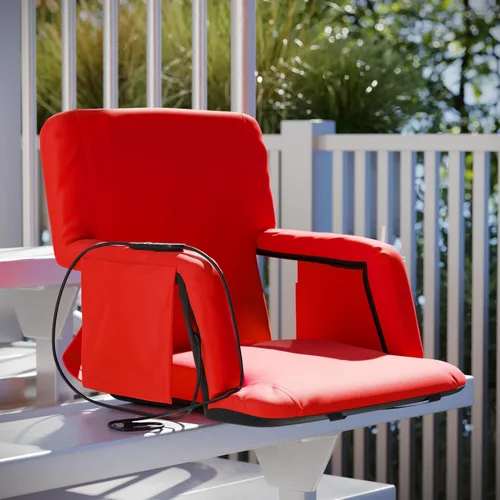 Miniatura 2 de Flash Furniture Malta - Asiento de estadio con calefacción y soporte de respaldo, 6 posiciones reclinables, silla portátil con correas para mochila