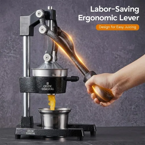 Miniatura 3 de Exprimidor de hierro fundido – Exprimidor manual resistente con colador extraíble para una fácil limpieza, extractor de jugo manual para naranja