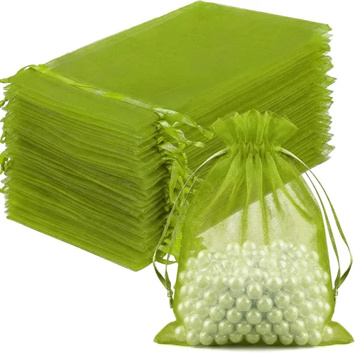 Miniatura 12 de FUNFERY 100 bolsas de organza naranja de 4 x 6 pulgadas, pequeñas bolsas de regalo con cordón de malla para bolsitas, joyas, dulces, recuerdo