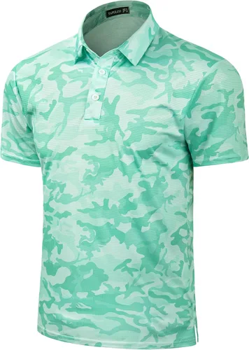 Miniatura 15 de TAPULCO Camisetas tipo polo de secado rápido para hombre, diseño de camuflaje, atléticas, ligeras, transpirables, casuales, para golf