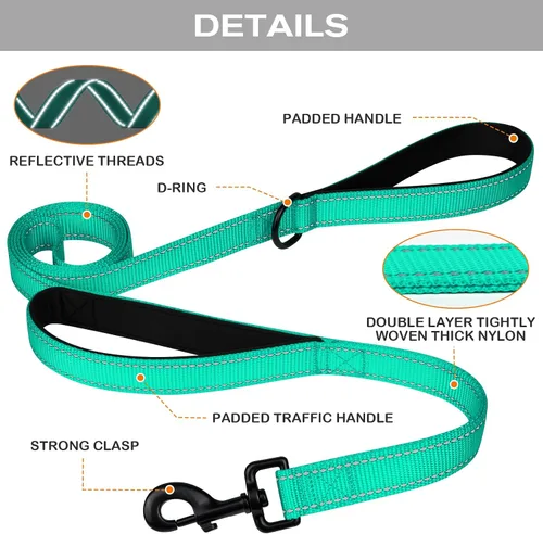 Miniatura 3 de Joytale - Correa resistente para perros grandes que tiran, doble asa para control de tráfico, correas reflectantes de doble cara para perros grandes