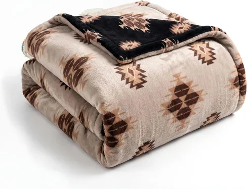 Miniatura 20 de Manta de forro polar Sacred Thread estilo azteca, reversible, manta nativa americana, manta para arreglar estilo occidental, nativa americana