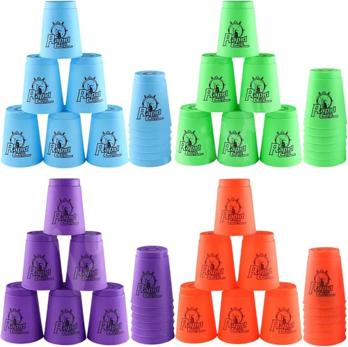 Lancisism Juego de 48 tazas de apilamiento rápido, material sin BPA, juego de tazas apilables de entrenamiento deportivo, juego familiar clásico