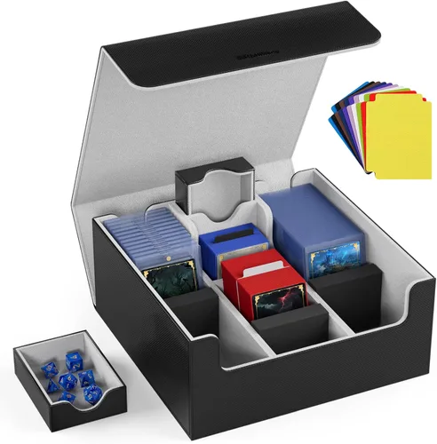 Miniatura 23 de Mlikero Paquete de 4 Cajas para Mazos de Cartas, Caja para Mazo Commander Contiene más de 400 Cartas con Funda Individual con 4 Separadores, Caja