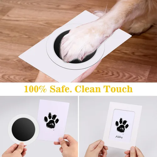 Miniatura 5 de Nabance Kit de impresión de huellas sin tinta para perros, gatos con 3 almohadillas redondas de tinta y 2 marcos de papel, nariz de perro de tacto