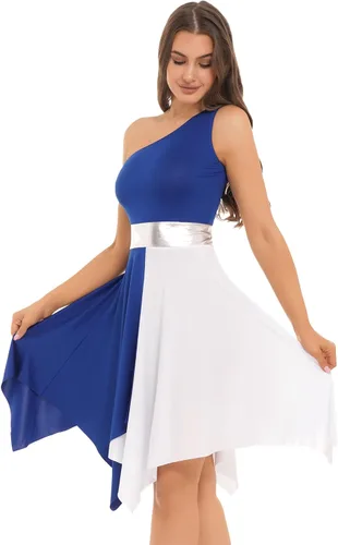 Miniatura 127 de easyforever Vestido de baile sin mangas con bloques de color para mujer, alabanza litúrgica, ropa de baile lírico, vestido de bata de adoración