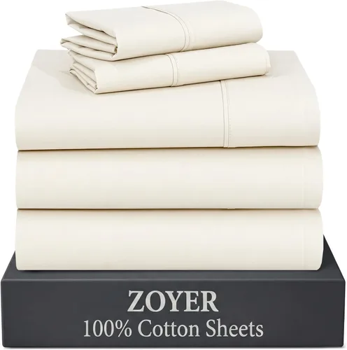 Miniatura 60 de ZOYER Sábanas de 100 % algodón percal tamaño individual, refrescantes y transpirables, duraderas, con una sensación nítida, suave y cómoda, bolsillo