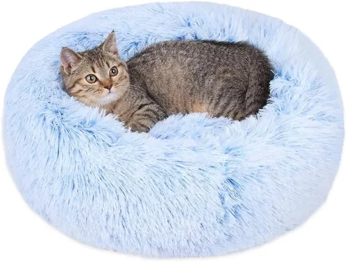 Miniatura 8 de Camas para gatos de interior – Cama para gatos lavable de 20/24 pulgadas, camas para perros pequeños y medianos, antiansiedad, cama redonda de felpa
