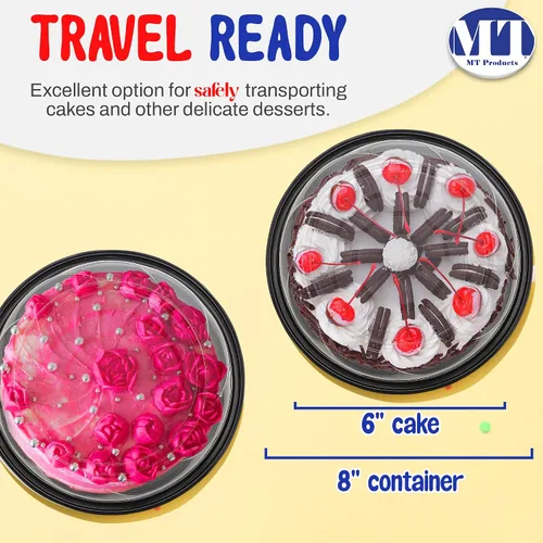 Miniatura 5 de MT Products Recipientes redondos de plástico PET para tartas de 6 pulgadas, cajas de plástico para panadería con tapa transparente (paquete de 100)