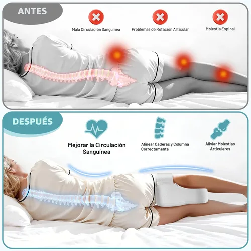 Miniatura 4 de Almohada de rodilla para personas que duermen de lado Alineación de columna vertebral y soporte de cadera con espuma viscoelástica ajustable