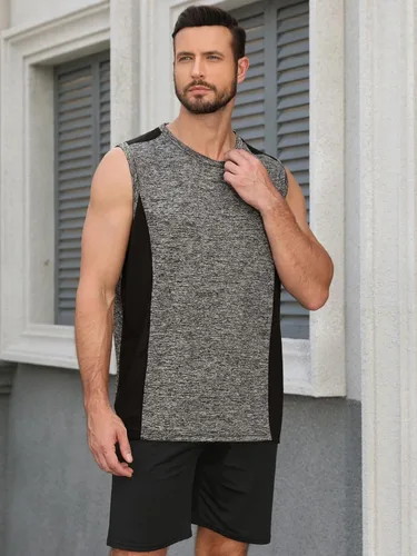 Miniatura 2 de AMVELOP Paquete de 4 camisetas sin mangas de entrenamiento para hombre, de secado rápido, para gimnasio