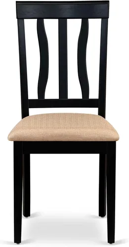 Miniatura 5 de East West Furniture SHAN5-BLK-C - Juego de mesa y sillas de cocina de 5 piezas, incluye una mesa de comedor redonda con pedestal y 4 sillas