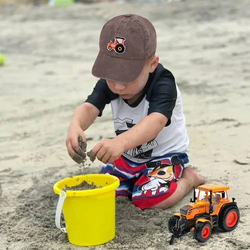 Miniatura 2 de Gorras de béisbol de tractor de granja para niños y niñas, sombrero vintage lavado, ajustable, divertido sombrero para papá para niños pequeños de 3
