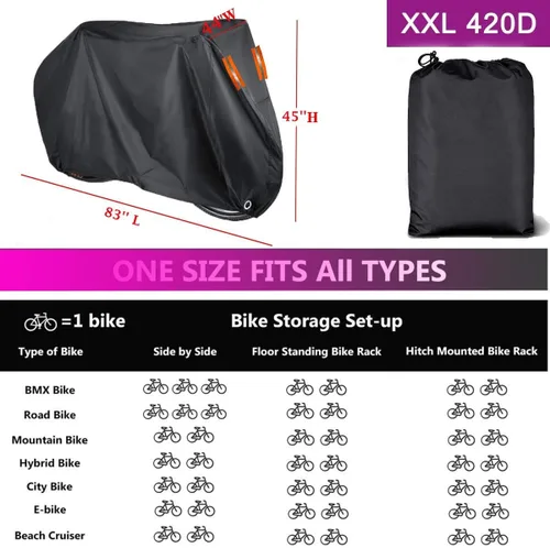 Miniatura 4 de Funda para bicicleta para 1, 2 o 3 bicicletas, funda impermeable para bicicleta, fundas de almacenamiento al aire libre para bicicleta XL XXL 420D